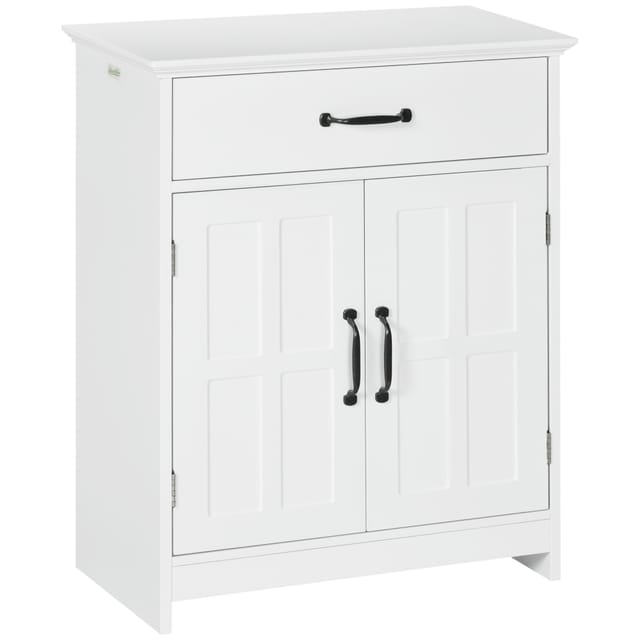 Badezimmerschrank, Freistehender Waschtisch Mit Doppeltüren, Schublade Und Verstellbarem Einlegeboden, 60 X 30 X 75 Cm, Weiß