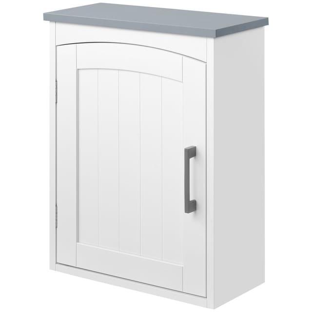 Kleankin Wand-wc-schrank, Badezimmer-medizinschrank, Aufbewahrungseinheit Mit Tür Und Verstellbarem Einlegeboden – 41 X 18,5 X 52 Cm – Mdf – Weiß
