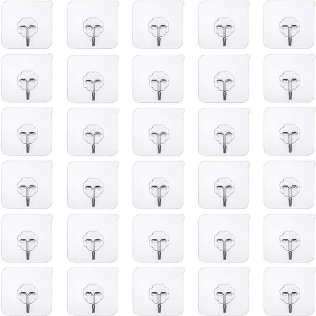 Packung Mit 50 Selbstklebenden Haken, Kein Bohren Erforderlich. Transparente, Wasserfeste Wandhaken, Ideal Für Küche Und Bad.