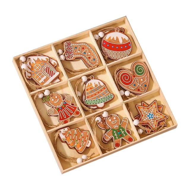 18-teiliges Set Hängender Weihnachtsornamente Aus Holz, Baumschmuck Für Die Weihnachtsfeier, Anhänger Aus Naturholz