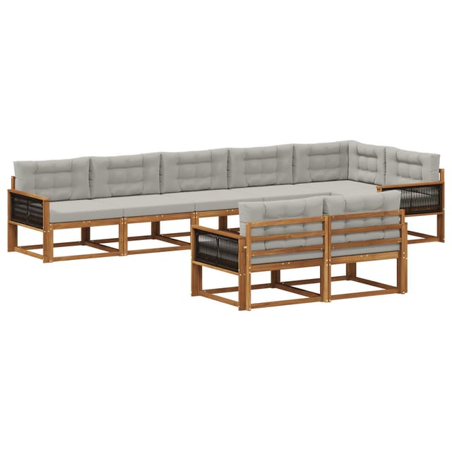 Outdoor-sofagarnitur Mit Kissen 8 Pcs Natur Und Hellgrau Vidaxl