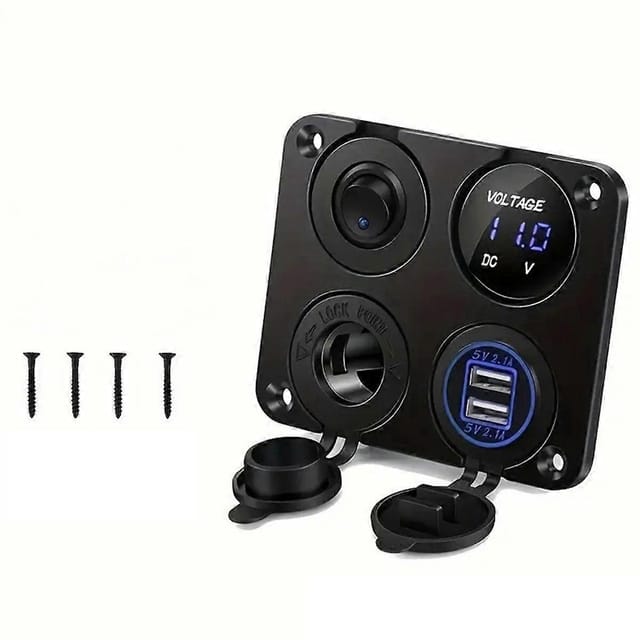 Universelle 4-in-1-panel-steckdose Für Auto Und Yacht: Rauchglas-zigarettenanzünder + Usb-ladegerät