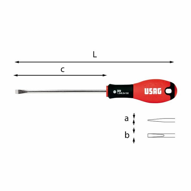 Usag U03220007 Schraubendreher Für Schlitzschrauben 05 X 3 X 100 198 Mm