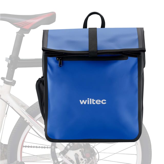 Wiltec - Gepäckträgertasche Blau, Fahrradtasche Gepäckträger 22 L Stauraum, Wasserresistente Fahrrad Tasche, Gepäcktasche Leichte Handhabung