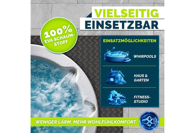 Tillvex® Whirlpool Unterlage Eckig 200 Cm Schwarz Bodenmatte Poolunterlage Matte Viereckig Outdoor Whirlpools Thermo Bodenschutzmatte Pool Untergrund Bodenschutz Bodenplatte Schützt & Isoliert