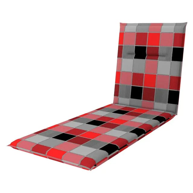 Doppler Gartenmöbel-Auflage Spot (Liegenauflage, 195 x 60 x 5 cm, Baumwoll-Polyester-Mischgewebe, Schwarz/Rot Kariert)