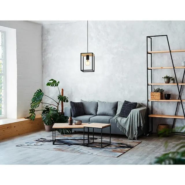 Eglo Pendelleuchte LIBERTAD (40 W, L x B x H: 18 x 18 x 110 cm, Schwarz/Braun, E27)