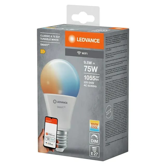 Ledvance Smart+ WiFi Smart-LED-Lampe (E27, Dimmbar, Mehrfarbig, 1.055 lm, 9,5 W)