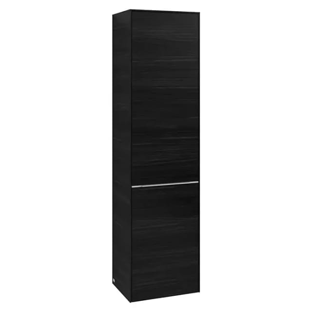 Villeroy & Boch Subway 3.0 Hochschrank (B x T x H: 40 x 36,2 x 171 cm, 1x Klappe mit Wäschekorb, 1x Tür, Black Oak, Farbe Griff: Aluminium glänzend, D