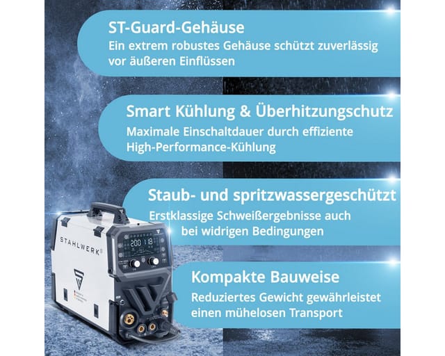 STAHLWERK 6-in-1 Schweißgerät mit Plasmaschneider CTM-250 PULS Pro 200 Ampere