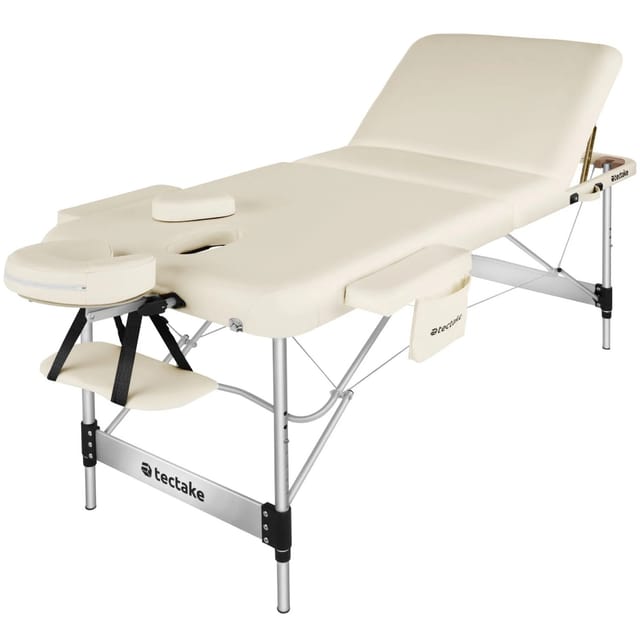Tectake 3 Zonen Massageliege Ko Tao Breite 78 cm Polsterung 5 cm Inklusive Tragetasche und 15 Einwegtücher 212 x 108 x 90 cm Beige