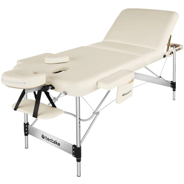 Tectake 3 Zonen Massageliege Phuket Breite 70 cm Polsterung 5 cm Inklusive Tragetasche und 15 Einwegtücher 212 x 103 x 90 cm Beige