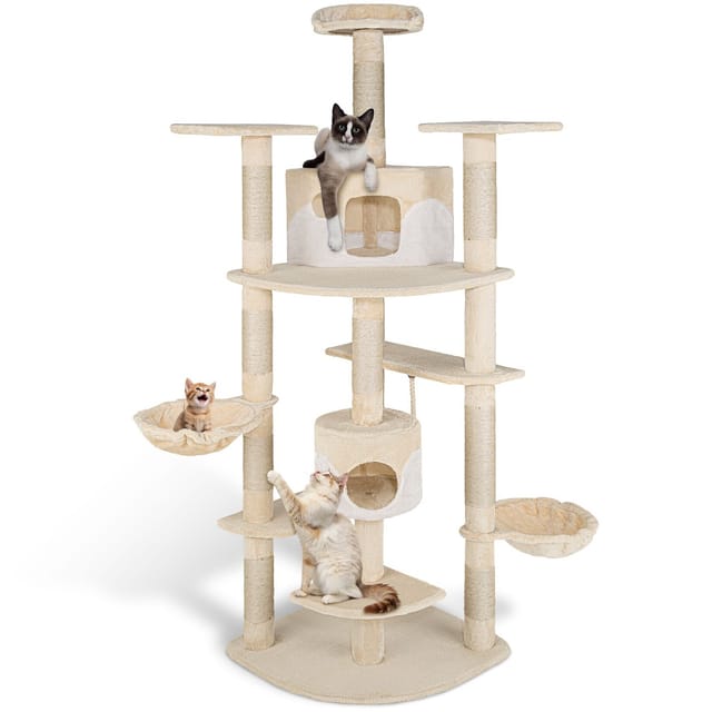 Tectake Kratzbaum Fippi 201 cm Sisal 140 x 68 x 201 cm Beige Weiß