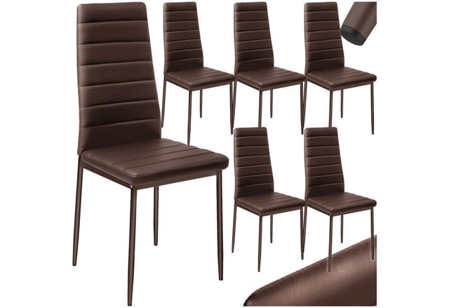 Tectake Set Esszimmerstuhl Thomas Gepolstert Mit Kunstlederbezug Hohe Rückenlehne 6Er Set 45 x 48 x 98 50 cm Cappuccino