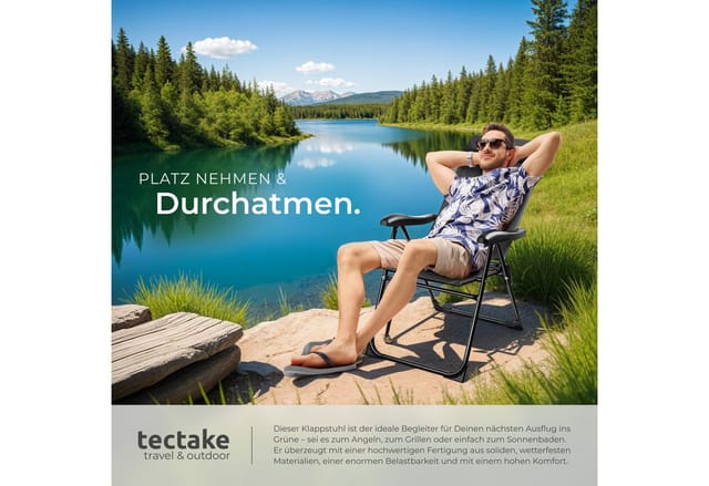 Tectake Campingstuhl Müritz Klappbar Textilene Gewebe Stahlgestell Mit Aluminium Ummantelung 4Er Set 65 x 57 x 112 cm Anthrazit