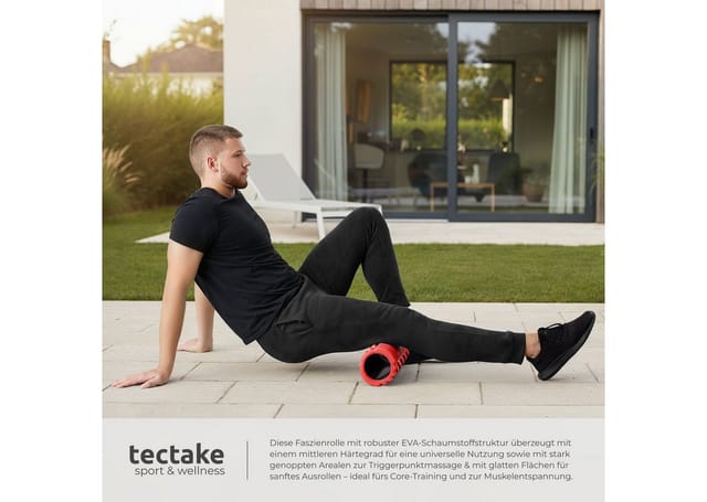 Tectake Faszienrolle Mit Verschiedenen Noppenzonen Zur Triggerpunkt Selbstmassage Pro Stück 33 50 x 14 50 x 14 50 cm Rot