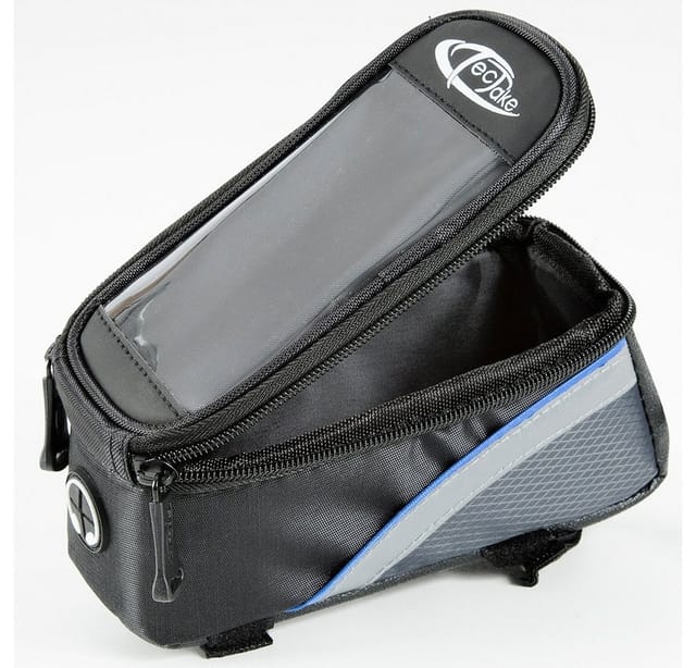 Tectake Fahrradtasche Mit Rahmenbefestigung Wasserabweisend 18 x 8 5 x 8 5 cm 18 x 8 50 x 8 50 cm Schwarz Grau Blau