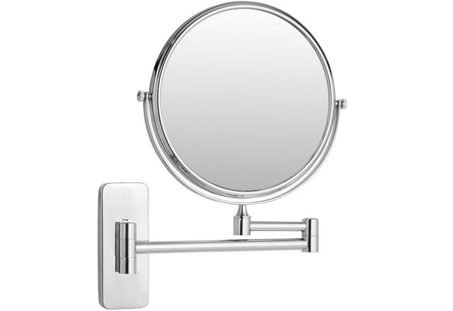 Tectake Kosmetikspiegel Rund Doppelseitig Mit Vergrößerungsfaktor 26 50 x 2 70 x 31 cm Silber