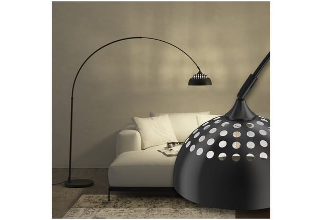 Tectake Bogenleuchte Arcus 70Er Jahre Retro Stil Beschichteter Stahl 60 W 175 x 34 50 x 206 cm Schwarz