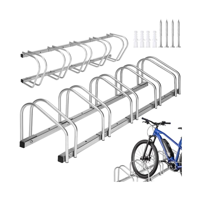 Tectake Fahrradständer Aus Rostfreiem Stahl Für Reifenbreiten Von 35 60 mm 130 x 28 50 x 26 cm Silber