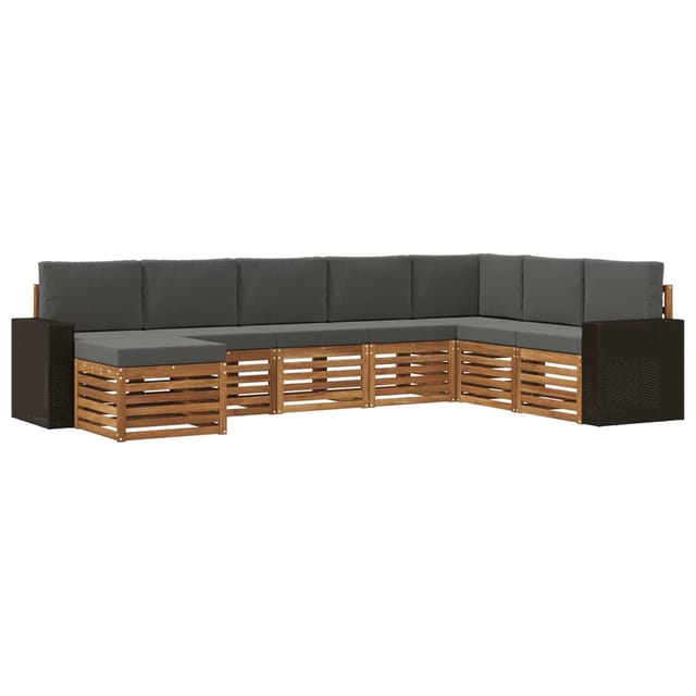 vidaXL Outdoor-Sofagarnitur mit Kissen 8 Stk Natur und Anthrazit 3384723