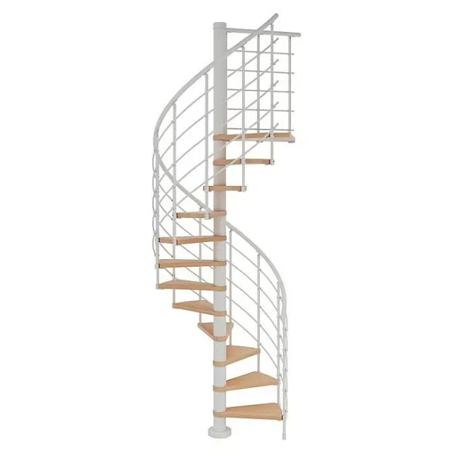 Dolle Spindeltreppe Oslo Ø 160 cm Metallelemente Weiß 15 Stufen Buche FSC®