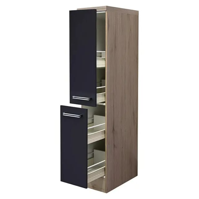 Flex-Well Exclusiv Küchen-Apothekerschrank Lara 30cm Anthrazit-San Remo Eiche