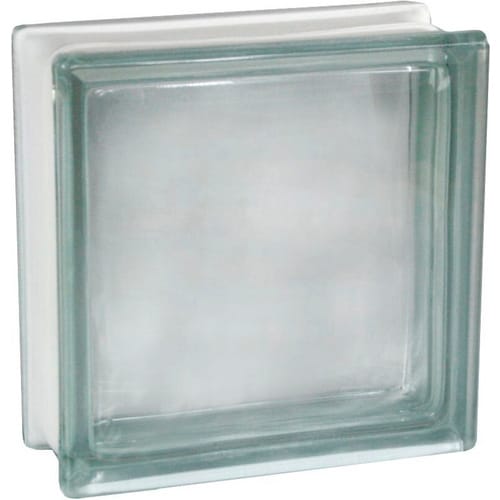 Glasstein Vollsicht Weiß Schallschutz 1-Seitig Satiniert 19 cm x 19 cm x 8 cm