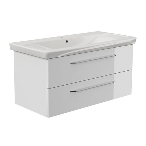 Fackelmann Keramikwaschbecken mit Unterschrank 'MILANO' weiß/weiß 107,3 x 55,2 x 54,3 cm