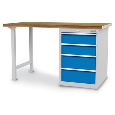 Reihenwerkbank Breite 1500 mm, R18-24, Schubladenblock mit 4 x Schublade Maße in mm (BxTxH): 1500 x 750 x 859