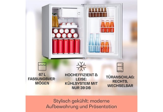 Fargo 67 Kühlschrank Minibar 67 Liter / 4 Liter Gefrierfach kompakt Edelstahl