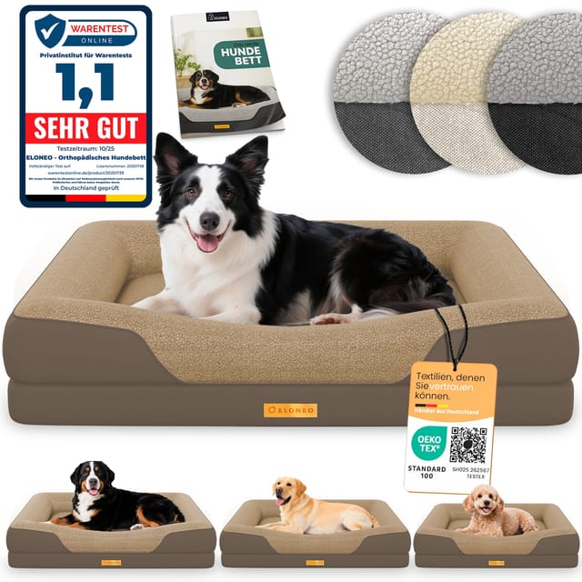 ELONEO Orthopädisches Hundebett, Braun - Größe M