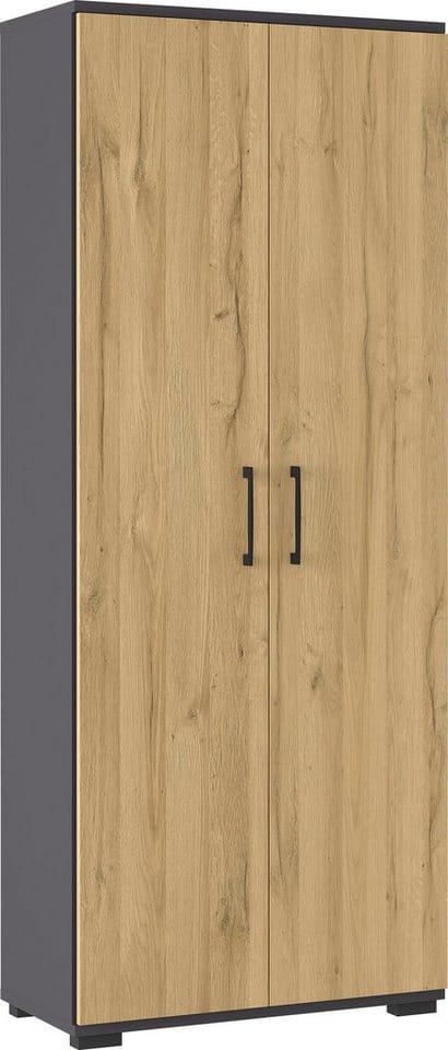 Germania Aktenschrank 4250-564 GW-Profi, in Graphit/Grandson-Eiche-Nb., mit Metallgriffen, 80 x 200 x 40 cm (BxHxT)