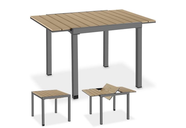 tectake® Gartentisch, aus Aluminium, ausziehbar, wetterfest und UV-beständig, 80–120 x 80 x 74 cm