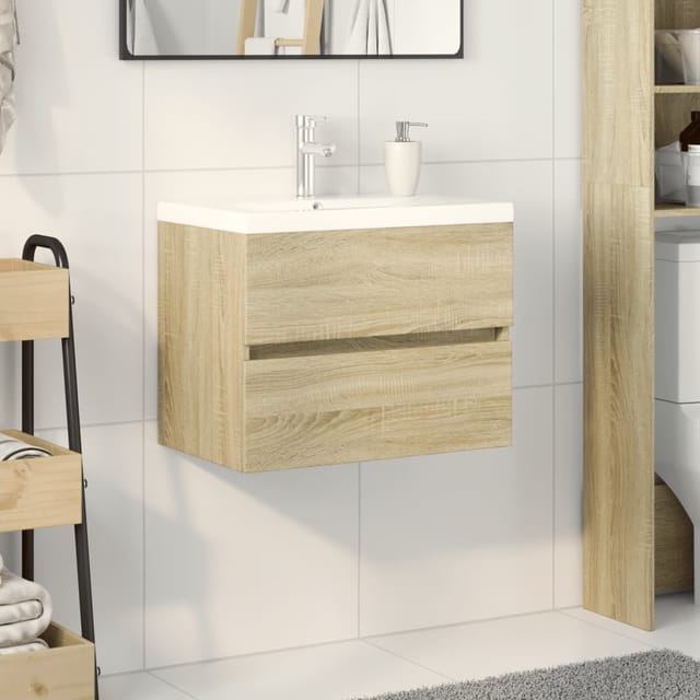 2-tlg. Badmöbel-set Keramik Und Holzwerkstoff