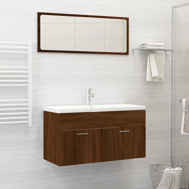 2-tlg. Badmöbel-set Braun Eichen-optik Holzwerkstoff