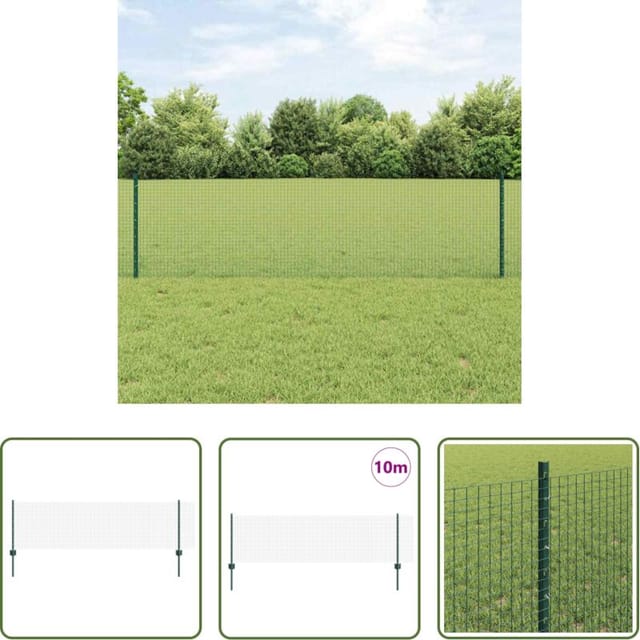 Gartenzaun - Zaun Mit Pfosten Grün 0,6 X 10 M Stahl Und Pvc