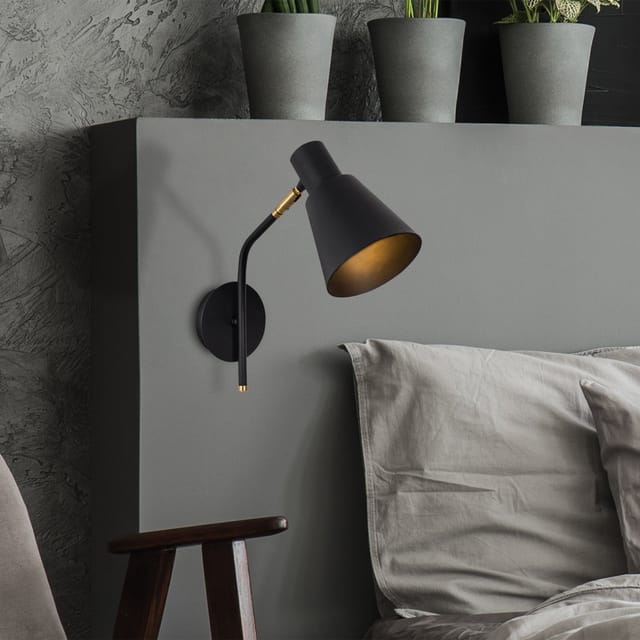 Wandleuchte Schwarz Gold Metall Crimson