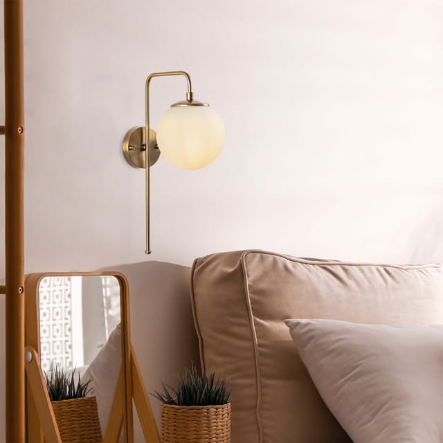Wandleuchte Bronzefarben Mit Beigem Glas Brim