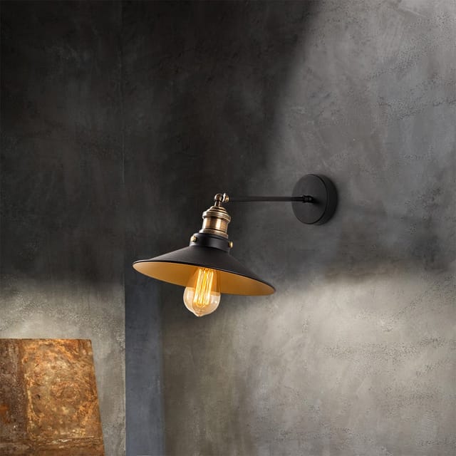 Wandleuchte Schwarz Gold Metall Schmiede