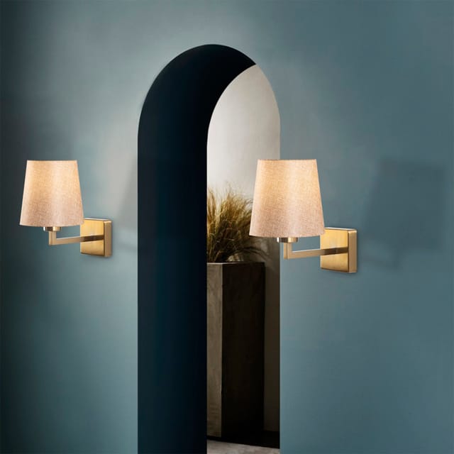 Wandleuchte Gold Stoff Ashburn