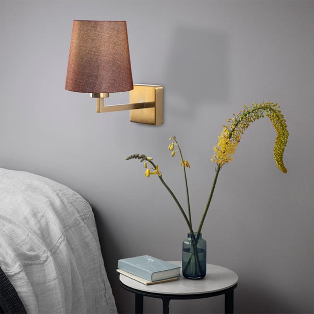 Wandleuchte 1-flammig Gold Stoff Ashburn