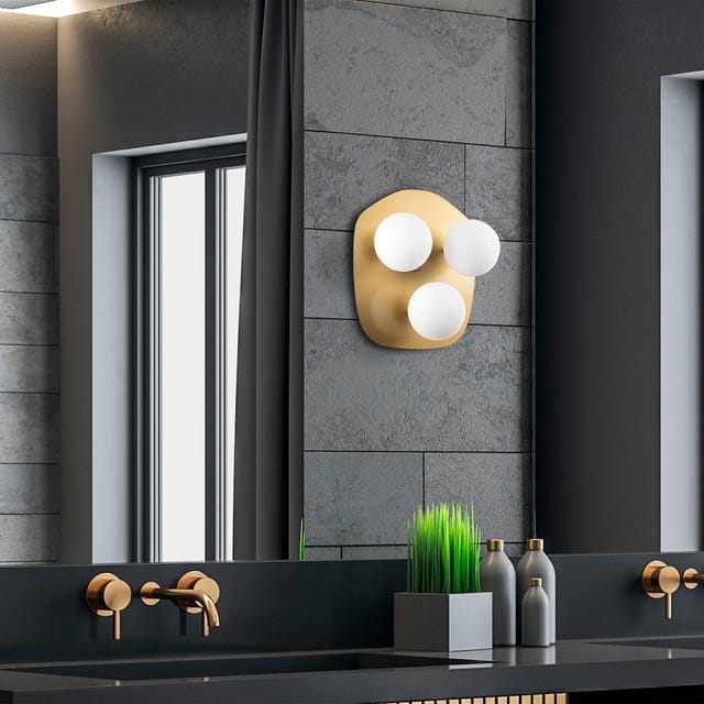 Wandleuchte 3-flammig Gold Glas Axel