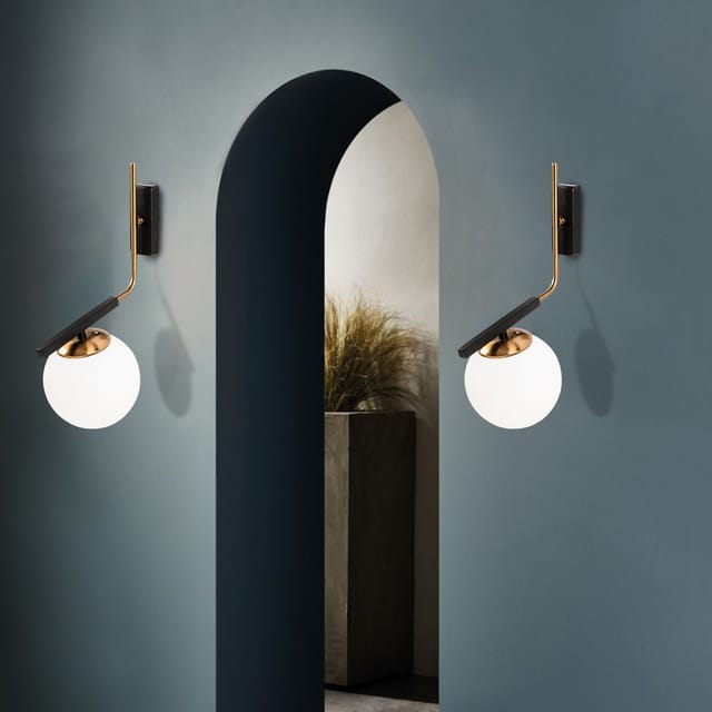 Wandlampe Schwarz Glas Crux