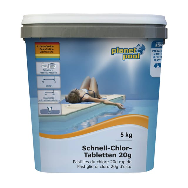 Schnell-chlor-tabletten 20 G, 5 Kg - Planet Pool