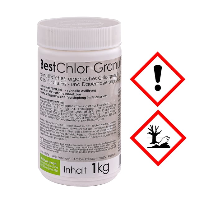 Best Chlor Granulat Pool Wasserpflegemittel 1 Kg Dose Desinfiziert Algen Pilze
