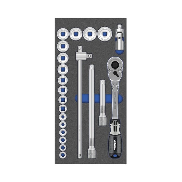 Werkzeugeinsatz, Steckschlüssel-satz 1/2“, 6-kant / 22-tlg. Maße In Mm (bxtxh): 400 X 200 X 25