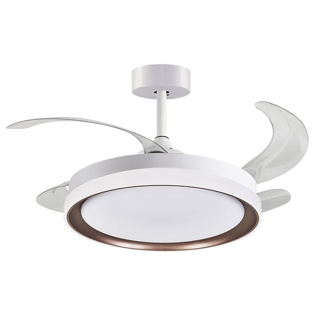 Deckenventilator De Mit Licht Und Fernbedienung Bel Air Kigali 72w 108cm Retractable Blades Weiß/braun