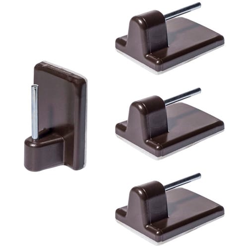 LIEDECO Gardinenhaken, Klebehaken, Braun, 4 Stück