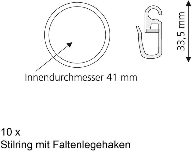 LIEDECO Stilring, mit Faltenlegehaken, Kunststoff, weiß - weiss